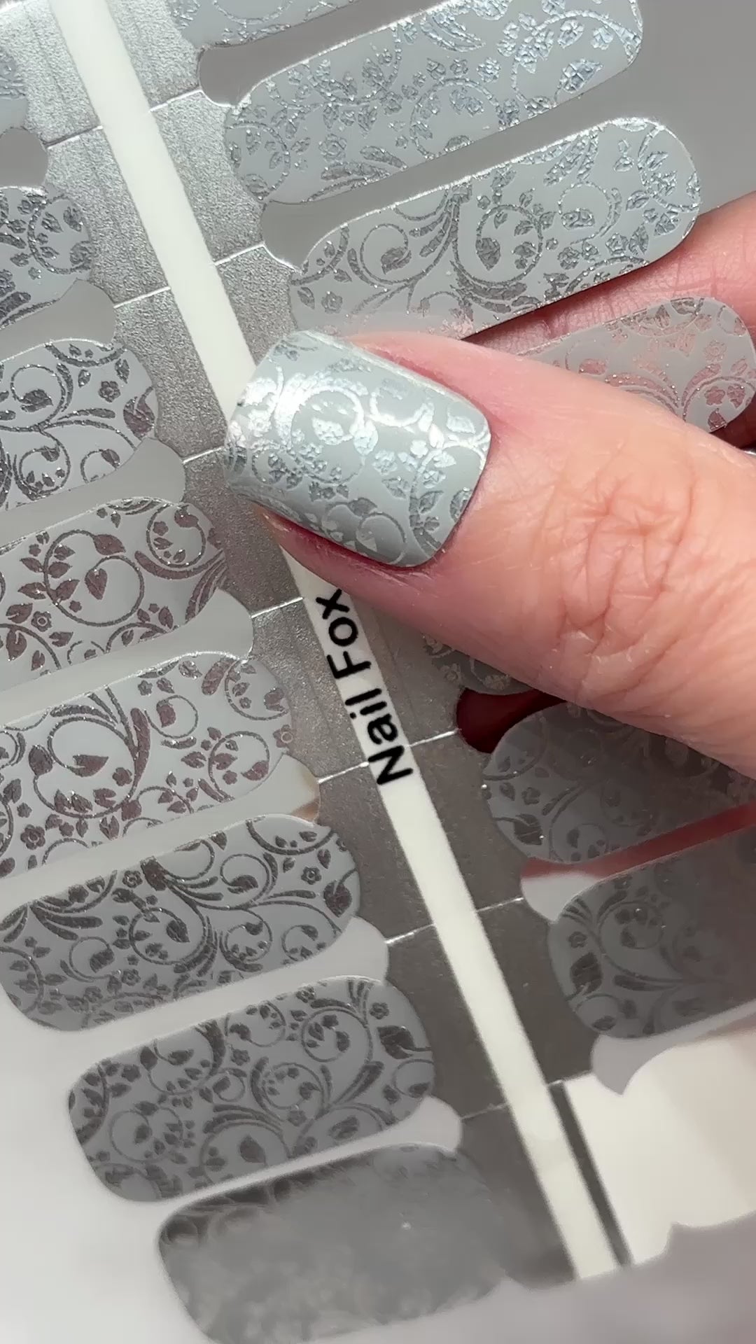 Silver Damask Exclusive Design Nail Wraps (FOIL)